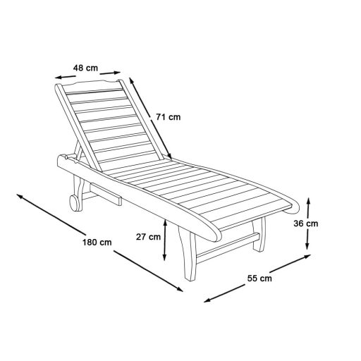 Регулируем шезлонг от дърво за открито с място за съхранение