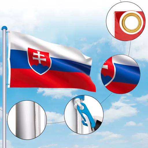 Регулируем флагшток от алуминий с двустранно знаме 90x150 см (225-650 см)
