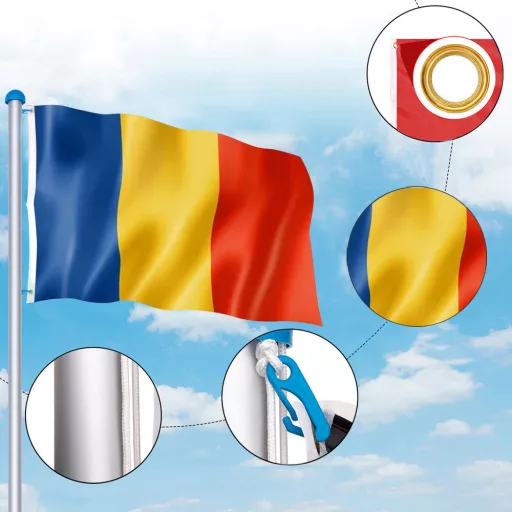 Регулируем флагшток от алуминий с двустранно знаме 90x150 см