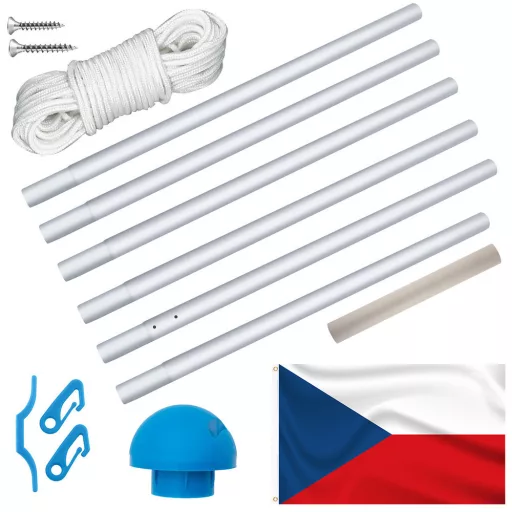 Регулируем флагшток от алуминий с двустранно знаме 90x150 см (225-650 см)
