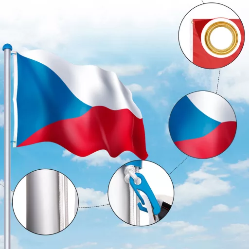 Регулируем флагшток от алуминий с двустранно знаме 90x150 см (225-650 см)