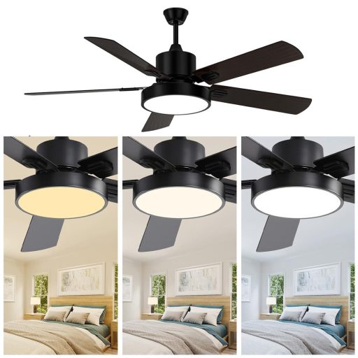 Модерен таванен вентилатор с LED светлина и дистанционно управление, 42" диаметър