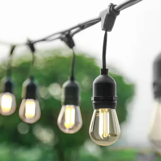 15м Слънчеви LED Светлини с Дистанционно Управление, Водоустойчиви, 15 Крушки