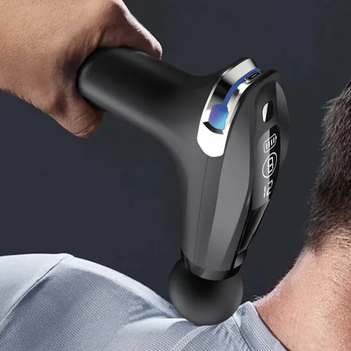 LED дисплей масажен пистолет с 4 сменяеми глави, ергономичен дизайн, USB-C зареждане