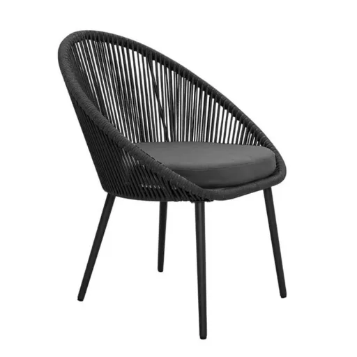 Тъкан комплект за открито с 2 кресла с възглавници и маса с стъклен плот