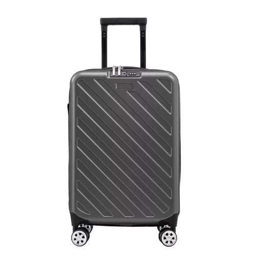 Сгъваем тъмен сив куфар, 36L капацитет, PC+ABS материал, алуминиева дръжка, 5 см колела
