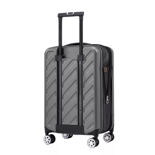 Сгъваем тъмен сив куфар, 36L капацитет, PC+ABS материал, алуминиева дръжка, 5 см колела