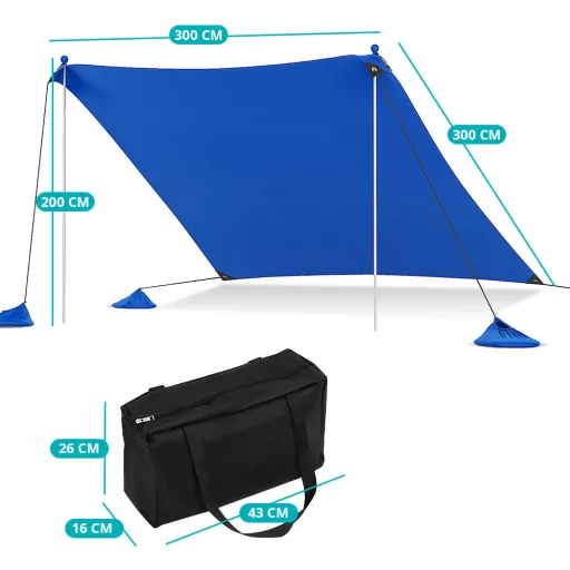 Преносима слънцезащита с 4 пясъчни торби 3x3x2 м UV50+