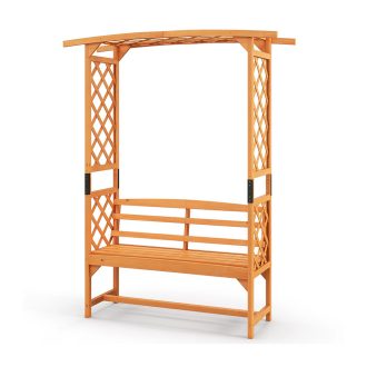   Сгъваема розова беседка с пейка от борова дървесина