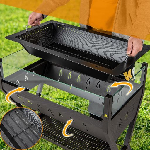 Въглищен грил с решетки