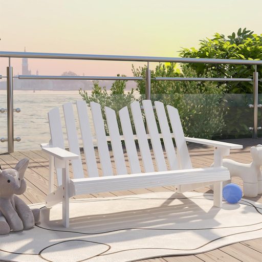 Дървено кресло Adirondack за деца за 2-ма, бяло