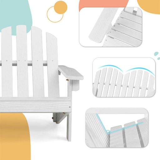 Дървено кресло Adirondack за деца за 2-ма, бяло