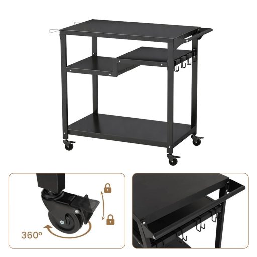 Преместваема триетажна грил количка