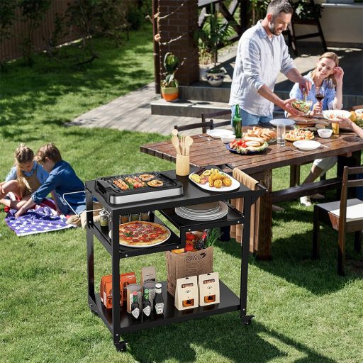 Преместваема триетажна грил количка