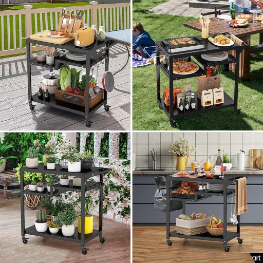 Преместваема триетажна грил количка