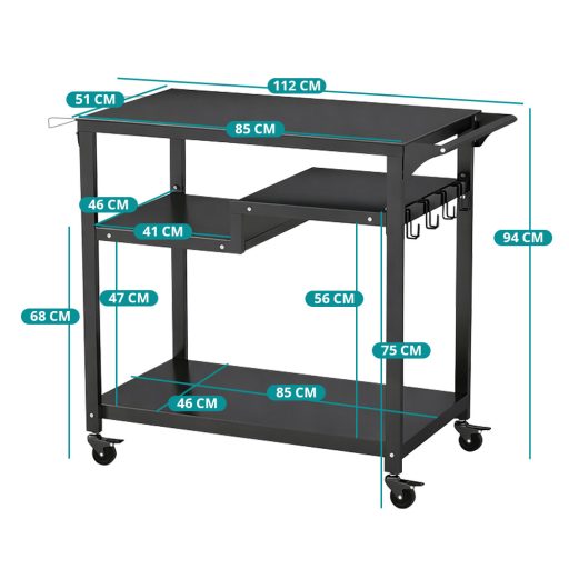 Преместваема триетажна грил количка