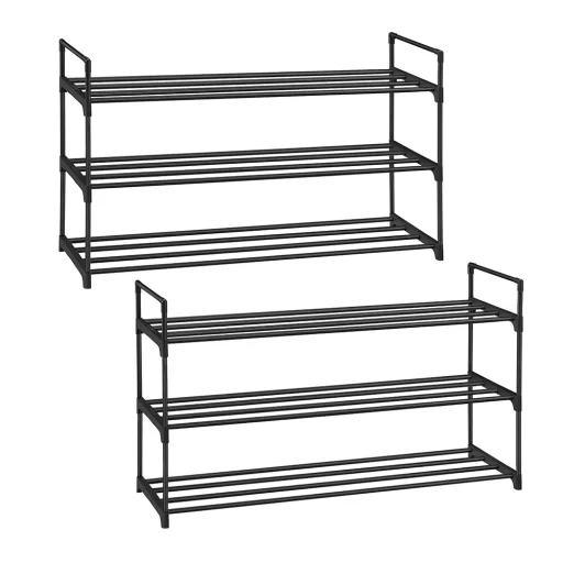 3-етажна метална стойка за обувки 2бр 92x30x54см