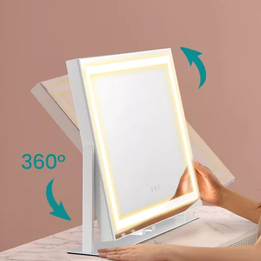 LED огледало за грим с държач за телефон