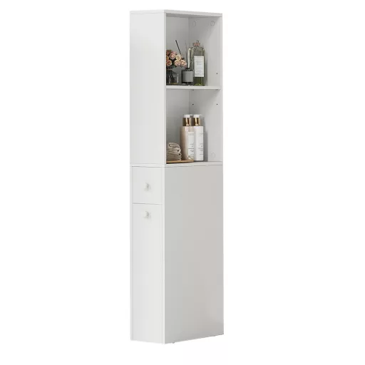 Тесен 2-рафтен изтеглящ се шкаф за баня, 134.4x40x18 см