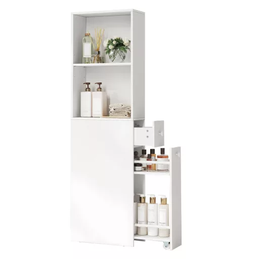 Тесен 2-рафтен изтеглящ се шкаф за баня, 134.4x40x18 см