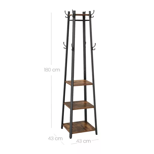 Държач за палта с рафтове 43x43x180см