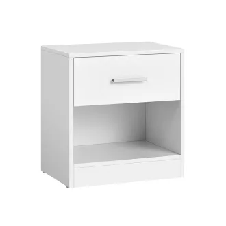   Класическа бяла нощна масичка с чекмедже и открит рафт - 39x27.6x41cm