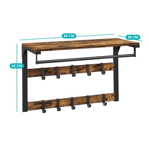 Стенна закачалка с рафт, кафява